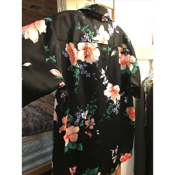 Hawaii Nei Honolulu Vintage Men’s L Black Floral Short Sleeve Button Shirt - Picture 12 of 12